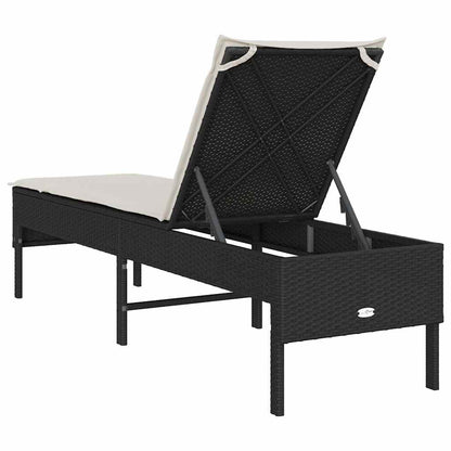 Sun lounger with cushion 55x200x44 cm black PE wicker