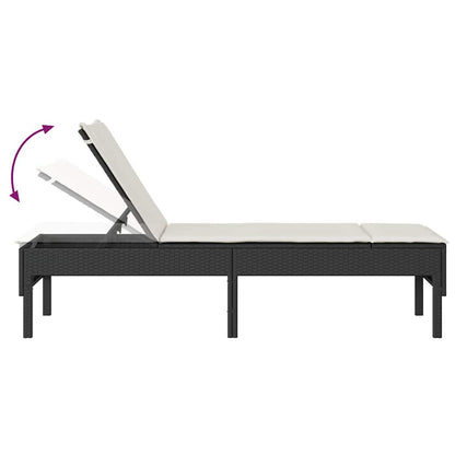 Sun lounger with cushion 55x200x44 cm black PE wicker