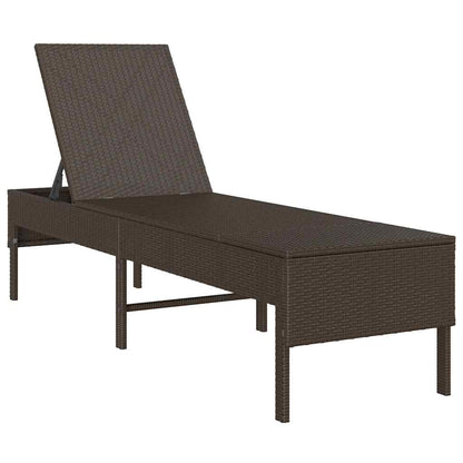 Sun lounger with cushion 55x200x44cm brown PE wicker