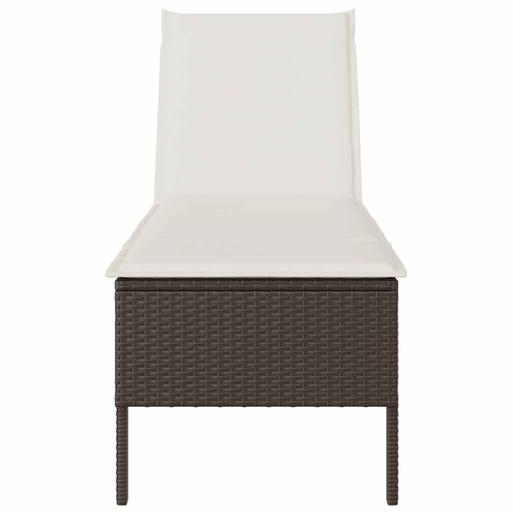 Sun lounger with cushion 55x200x44cm brown PE wicker