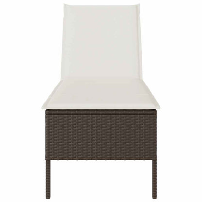Sun lounger with cushion 55x200x44cm brown PE wicker