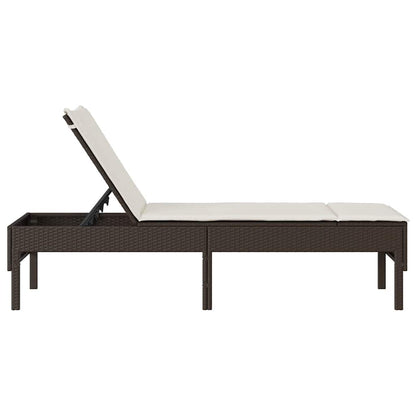 Sun lounger with cushion 55x200x44cm brown PE wicker