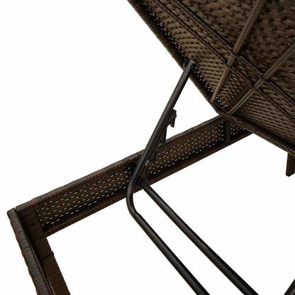Sun lounger with cushion 55x200x44cm brown PE wicker
