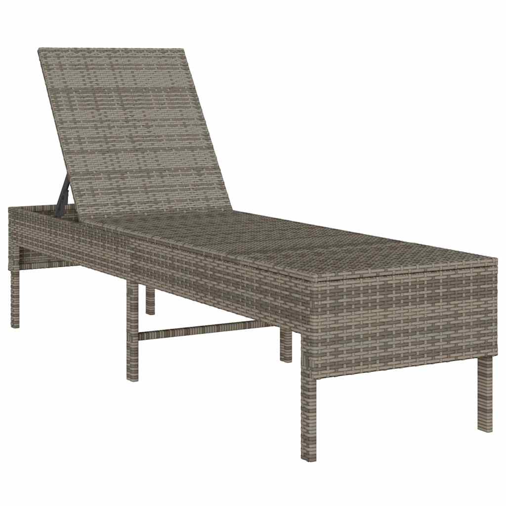 Sun lounger with cushion 55x200x44cm grey PE wicker