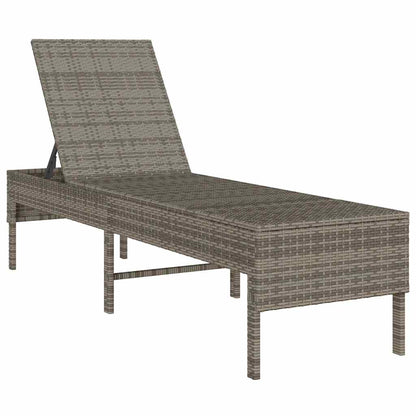Sun lounger with cushion 55x200x44cm grey PE wicker
