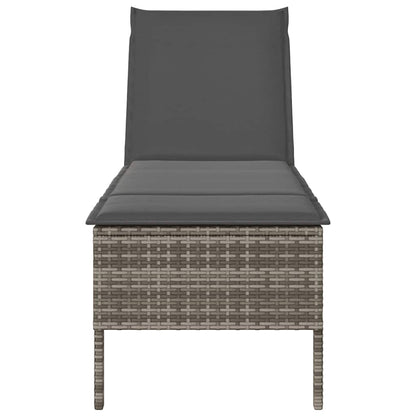 Sun lounger with cushion 55x200x44cm grey PE wicker
