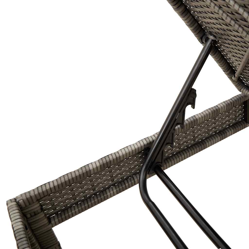 Sun lounger with cushion 55x200x44cm grey PE wicker
