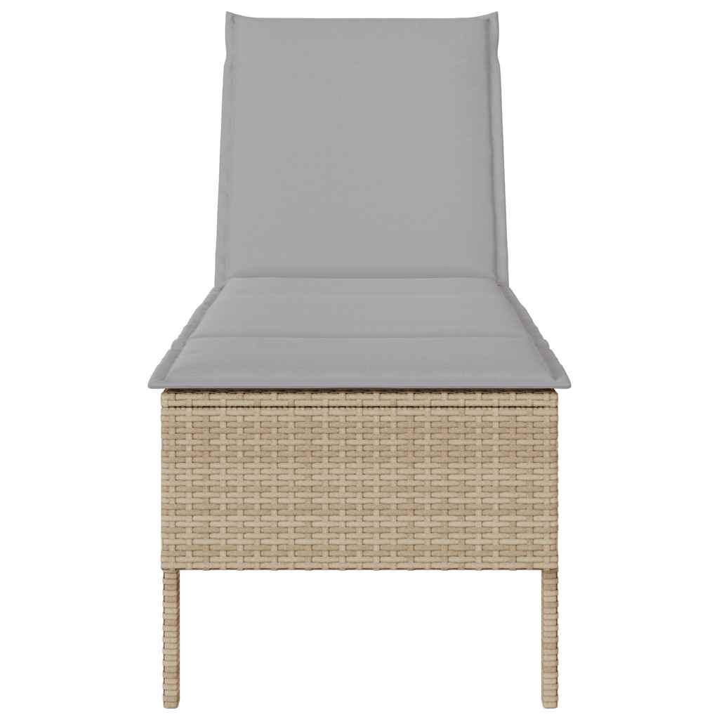 Espreguiçadeira com almofadão 55x200x44cm vime PE bege