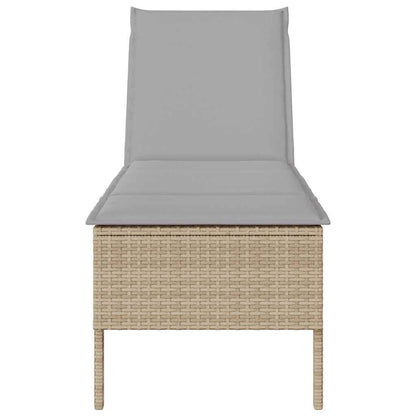 Espreguiçadeira com almofadão 55x200x44cm vime PE bege