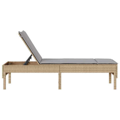Espreguiçadeira com almofadão 55x200x44cm vime PE bege