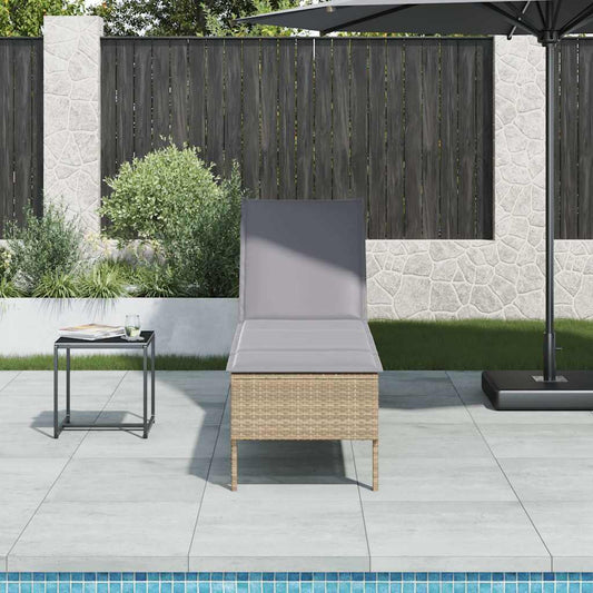 Espreguiçadeira com almofadão 55x200x44cm vime PE bege