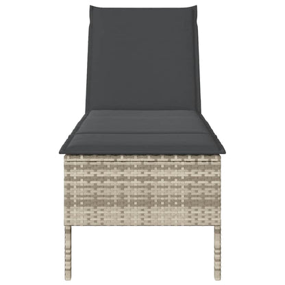 Espreguiçadeira almofadão 55x200x44cm vime PE cinzento-claro