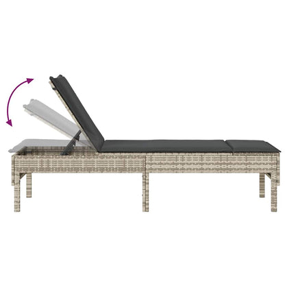 Espreguiçadeira almofadão 55x200x44cm vime PE cinzento-claro