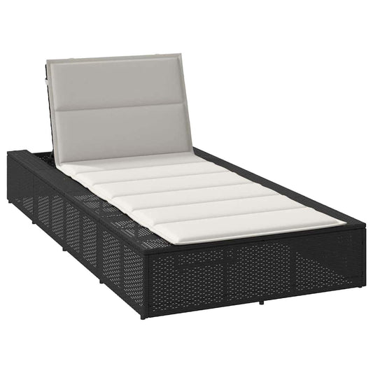 Black PE rattan floating sun lounger with cushion