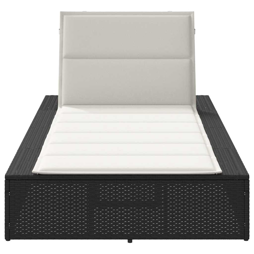 Black PE rattan floating sun lounger with cushion