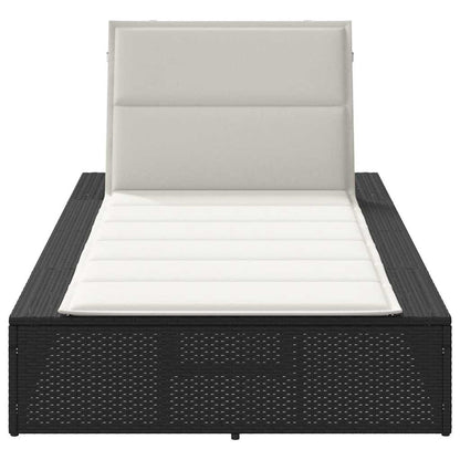 Black PE rattan floating sun lounger with cushion