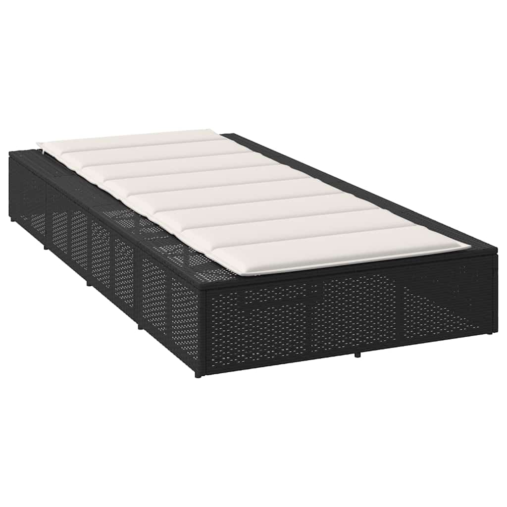 Black PE rattan floating sun lounger with cushion