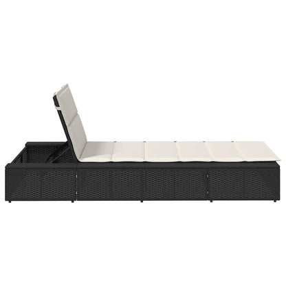 Black PE rattan floating sun lounger with cushion