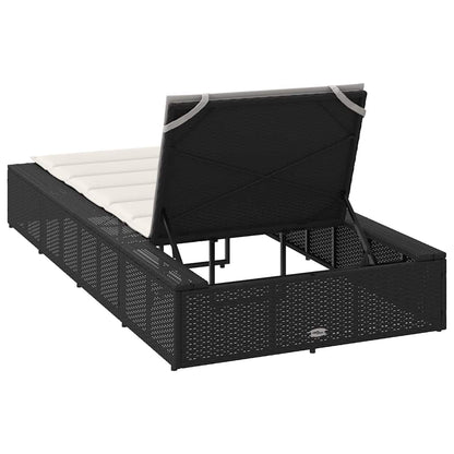 Black PE rattan floating sun lounger with cushion