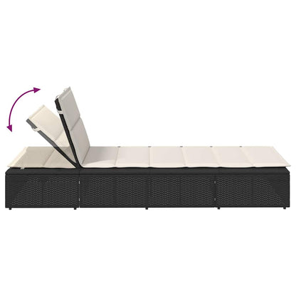 Black PE rattan floating sun lounger with cushion