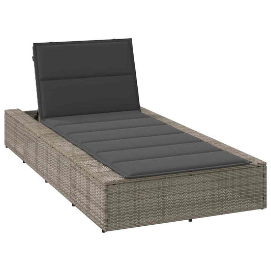 Grey PE rattan floating sun lounger with cushion