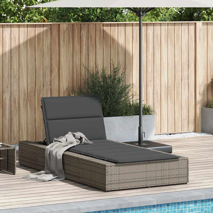 Grey PE rattan floating sun lounger with cushion