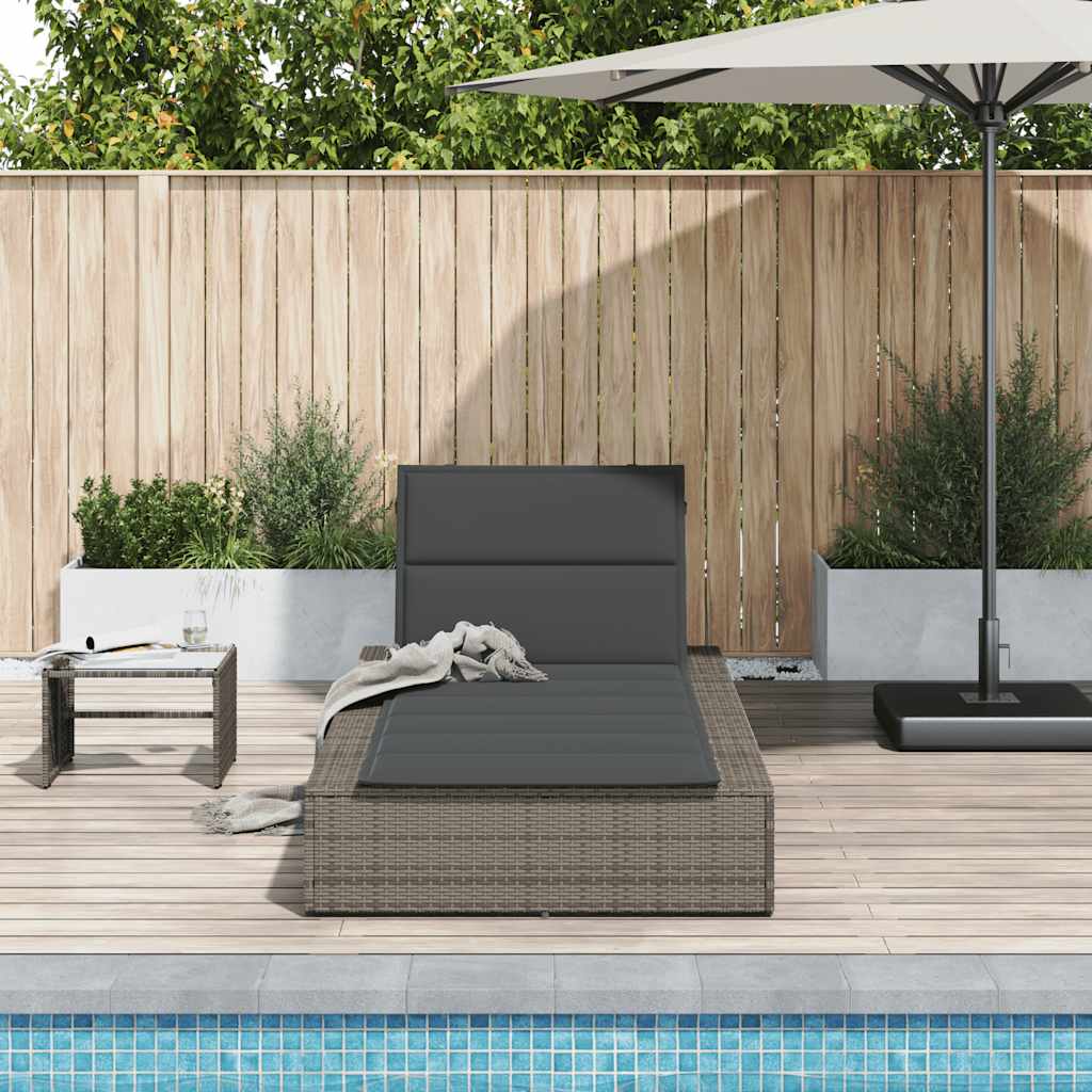 Grey PE rattan floating sun lounger with cushion