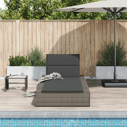 Grey PE rattan floating sun lounger with cushion