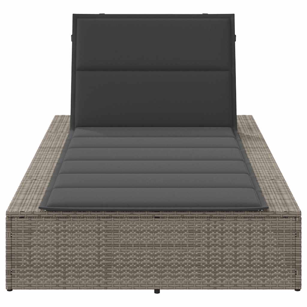 Grey PE rattan floating sun lounger with cushion