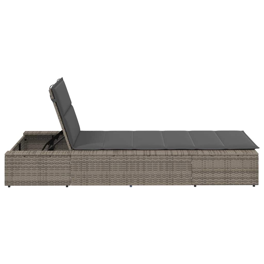 Grey PE rattan floating sun lounger with cushion