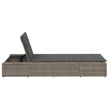 Grey PE rattan floating sun lounger with cushion