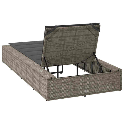 Grey PE rattan floating sun lounger with cushion