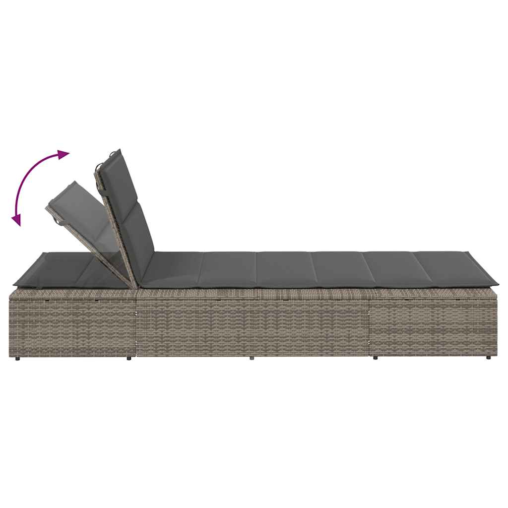 Grey PE rattan floating sun lounger with cushion