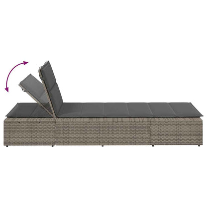 Grey PE rattan floating sun lounger with cushion