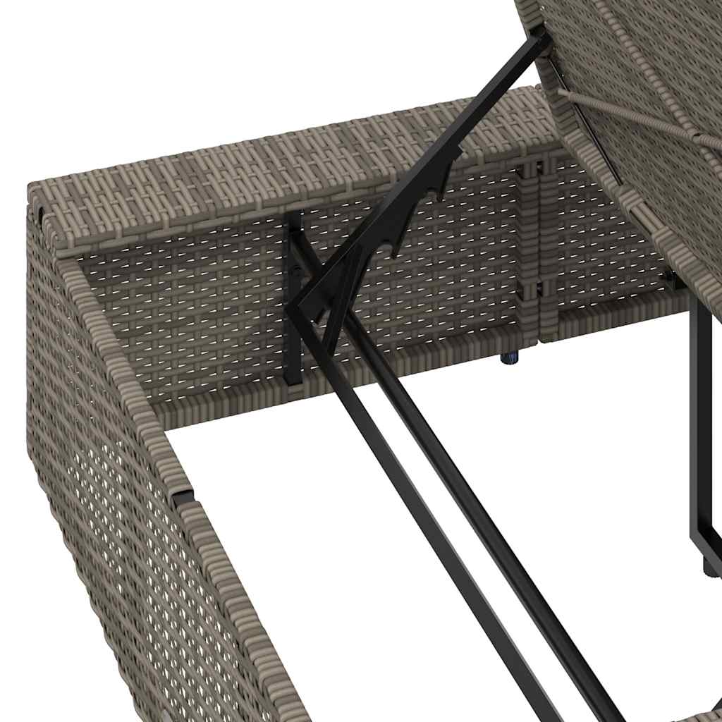 Grey PE rattan floating sun lounger with cushion