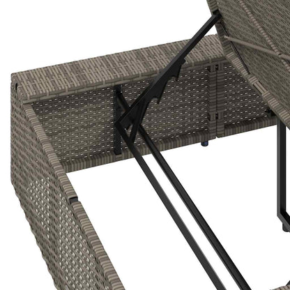 Grey PE rattan floating sun lounger with cushion