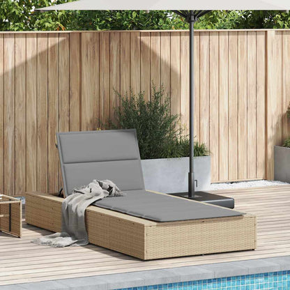 Beige PE rattan floating sun lounger with cushion