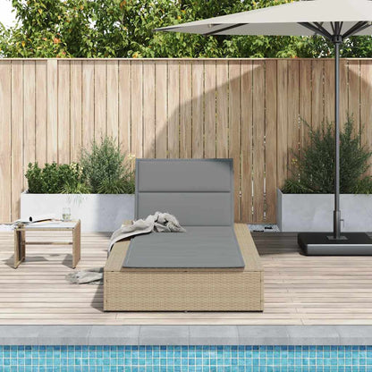 Beige PE rattan floating sun lounger with cushion