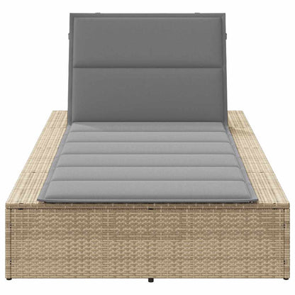 Beige PE rattan floating sun lounger with cushion