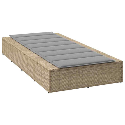 Beige PE rattan floating sun lounger with cushion