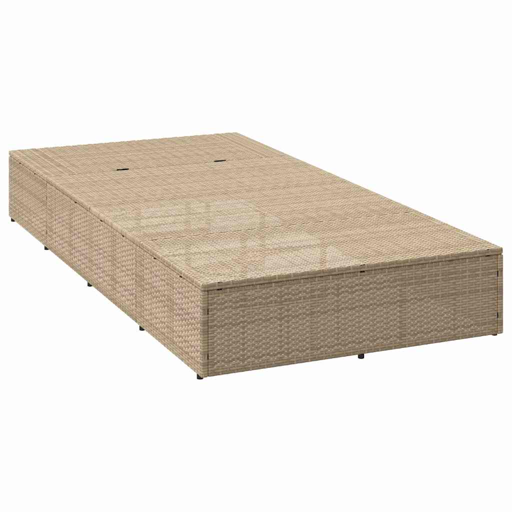 Beige PE rattan floating sun lounger with cushion