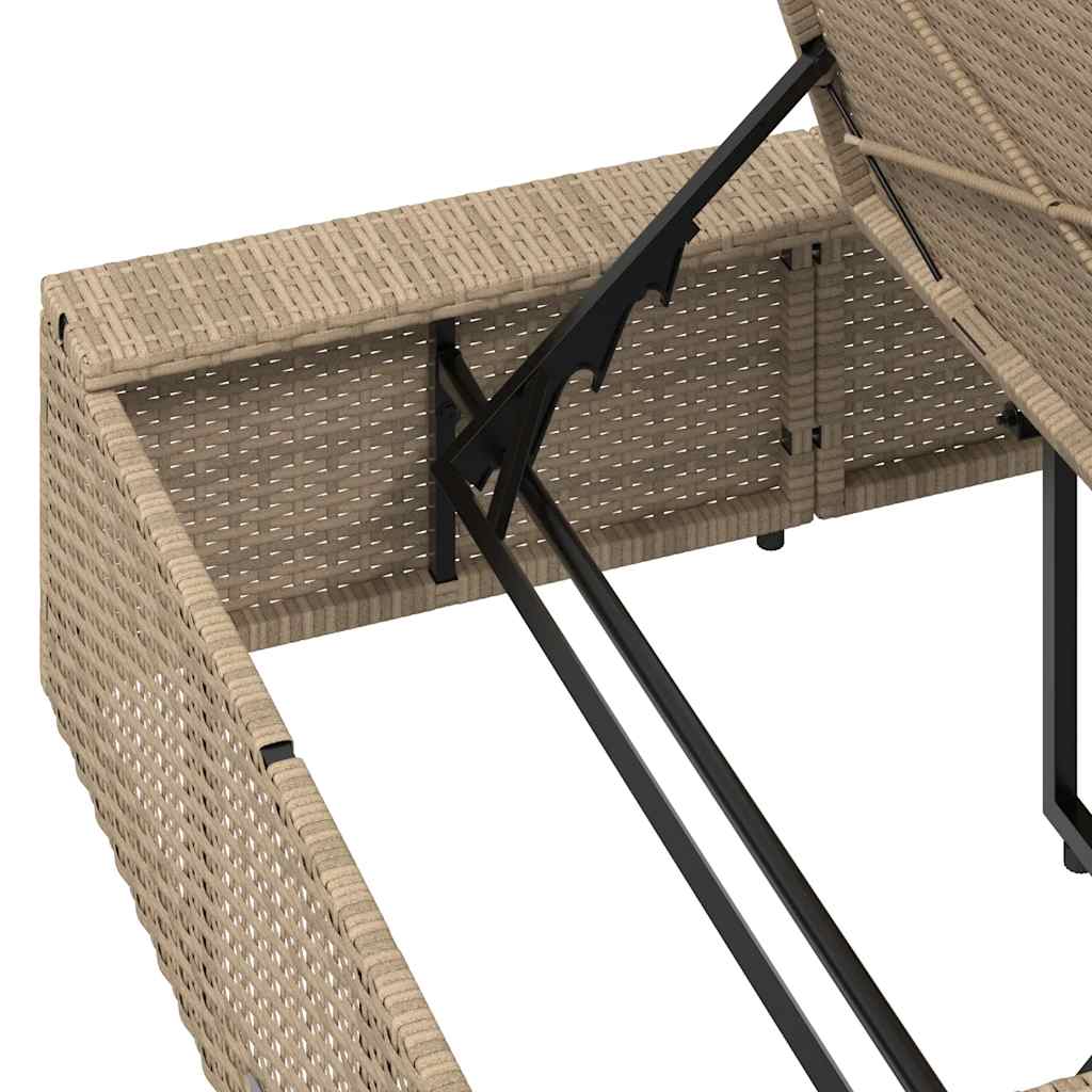 Beige PE rattan floating sun lounger with cushion
