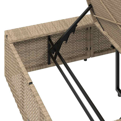 Beige PE rattan floating sun lounger with cushion