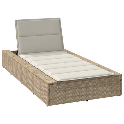 Beige PE rattan floating sun lounger with cushion