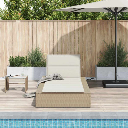 Beige PE rattan floating sun lounger with cushion