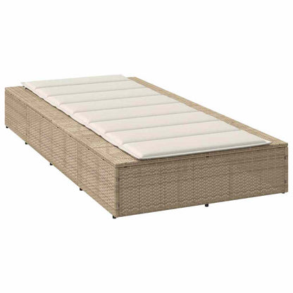 Beige PE rattan floating sun lounger with cushion