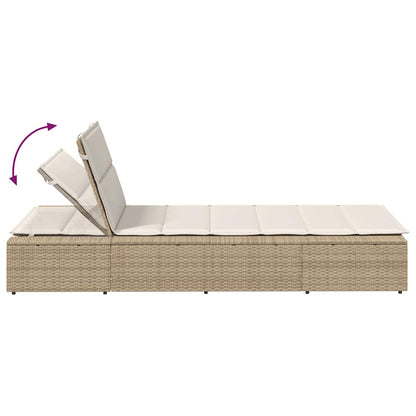 Beige PE rattan floating sun lounger with cushion