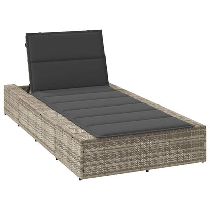 Light grey PE rattan floating sun lounger with cushion