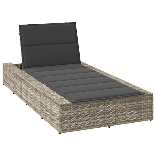 Light grey PE rattan floating sun lounger with cushion