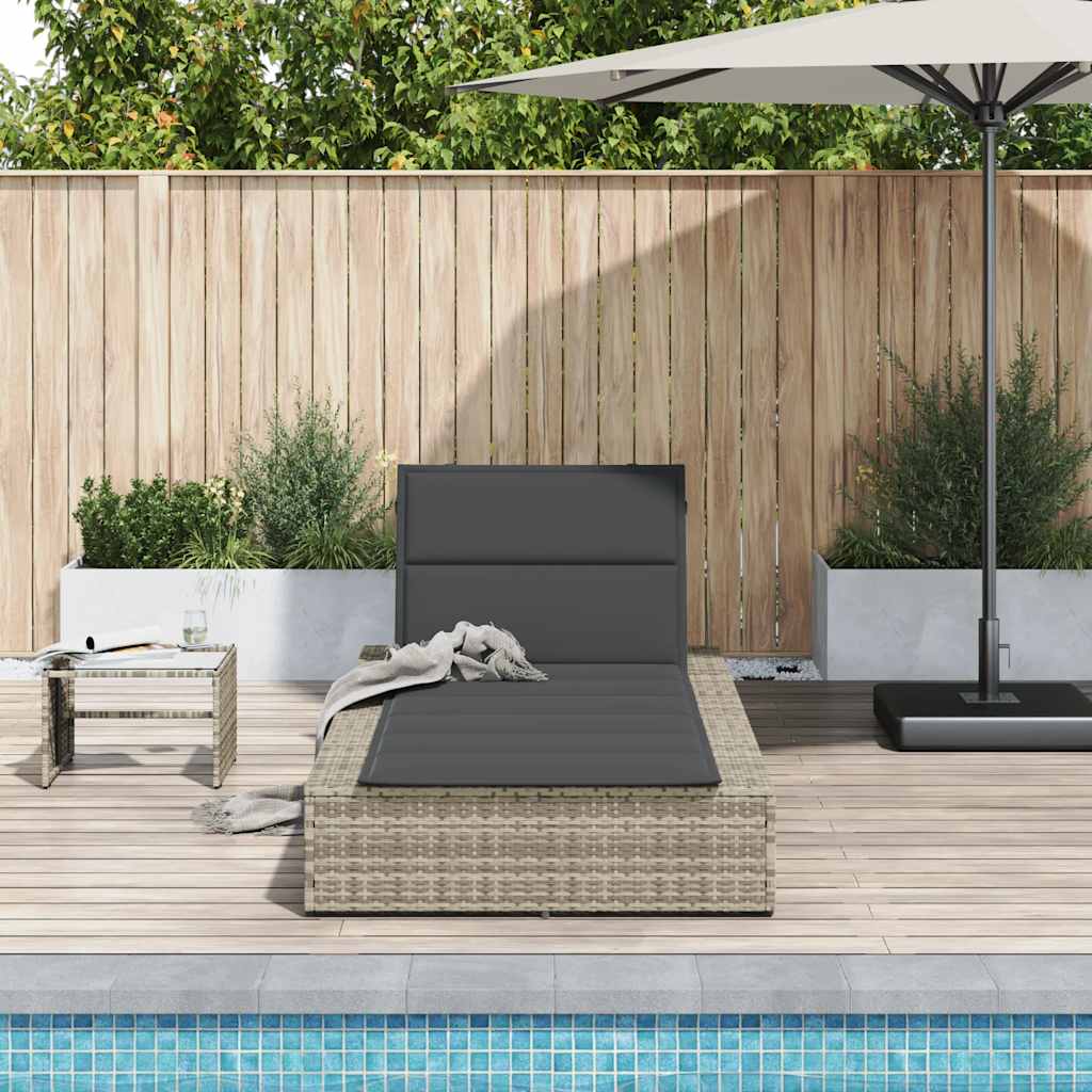 Light grey PE rattan floating sun lounger with cushion